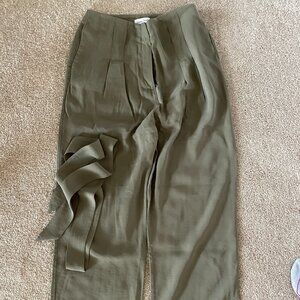 Lovers And Friends Pants S Pleat-front tie Wide Leg Olive